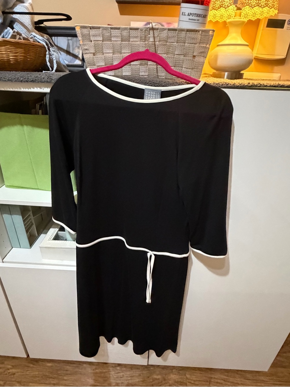 Rabbit Rabbit Rabbit Black Midi Dress with White Trim